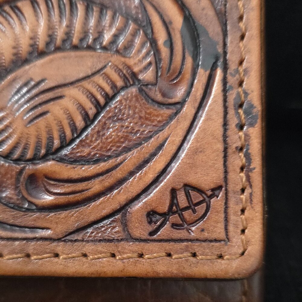 American Darling Brown Tooled Leather Wallet - Picture 2 of 12